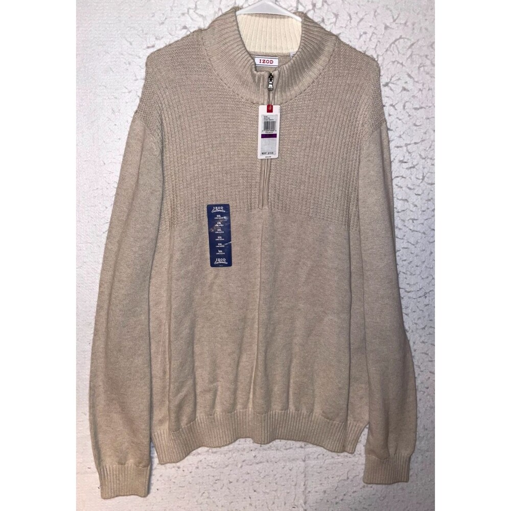 Izod Saltwater Relaxed Classics Hyannis 1/4 zip sweater long sleeve Mens XXL NEW